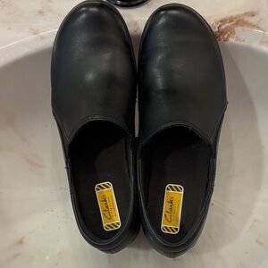 Clarks Classic Black Leather Slip-Ons
